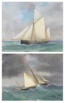 Antonio de Simone (1851-c.1907) - Pair; James Bowles in calm seas and a companion sailing vessel