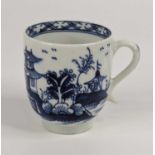 A Lowestoft porcelain coffee can, circa 1780, decorated with a Chinese river landscape, h.6.5cm Very