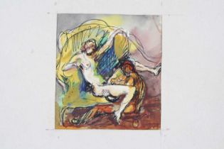 Late 19th century continental school - a set of four miniature Erotic studies, ink and