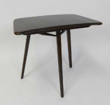 An Ercol dark elm table extender or occasional table, model No. 265, of slightly curved form, on