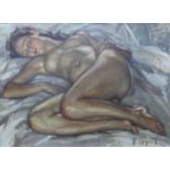 § Fernand Majorel (French, 1898-1965) - Lying nude woman, oil on canvas, signed lower right,