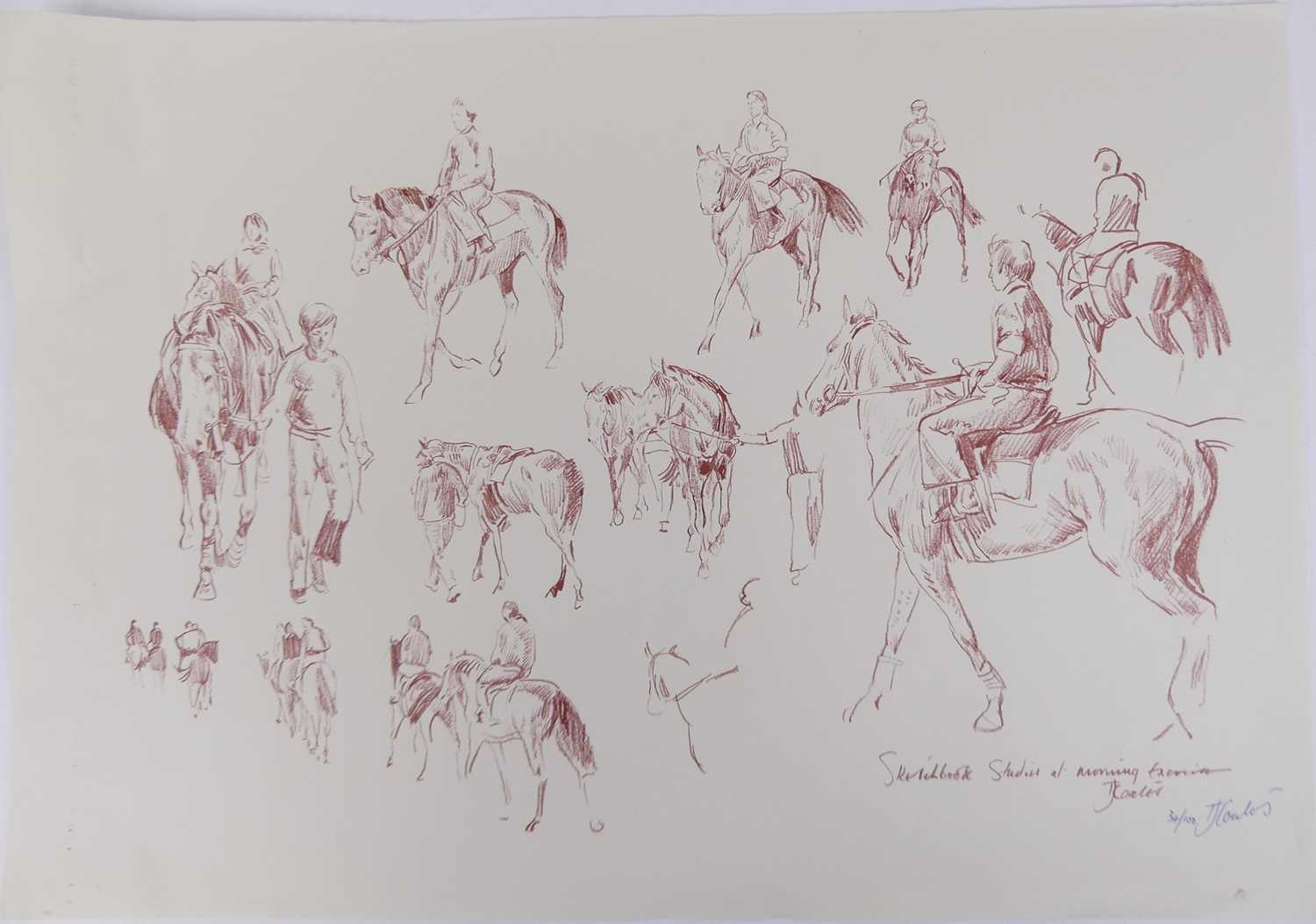 Tom Coates (1941-2023) - Sketchbook studies at morning exercise, limited edition unframed print,