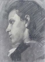 § Harold Knight (1874-1961) - Portrait of Lily Poyser, charcoal on paper, embossed monogram stamp