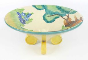 A 1930s Clarice Cliff Fragrance pattern pottery table bowl, of conical form, with four circular disc