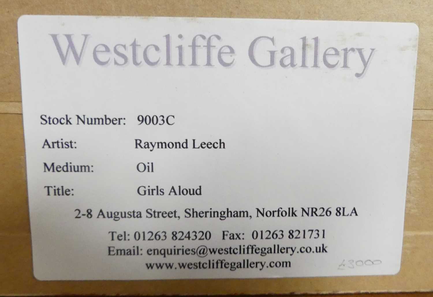 § Raymond Leech (b.1949) - Girls Aloud, oil on board, signed lower left, with 'Westcliffe Gallery' - Image 3 of 3