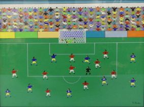 Gordon Barker (b.1960) - Football, acrylic on paper, signed lower right, 29 x 39cm