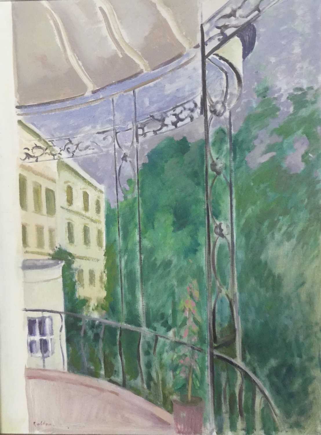 Guy Lindsay Roddon (1919-2006) - Balcony in Regents Park, oil on canvas, signed lower left, with