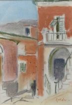 Guy Lindsay Roddon (1919-2006) - Red houses in Lerici, pastel, signed lower right, with