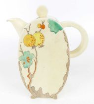 A 1930s Clarice Cliff Royal Staffordshire pottery Bonjour coffee pot and cover, with asymmetrical