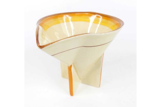 A 1930s Clarice Cliff banded Bizarre conical pottery milk jug, with angular stylised block handle to - Image 3 of 5