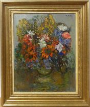 Charles James McCall (1907-1989) - Garden flowers, oil on board, signed and dated 1983 upper