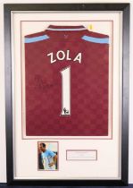 Gianfranco Zola, a signed West Ham first team short, circa 2009/10, framed and glazed, 96 x 64cm