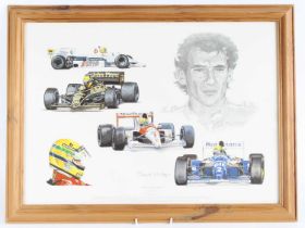 Stewart McIntyre, (b.1945), Tribute To Ayrton Senna, coloured print, signed by the artist, 42 x