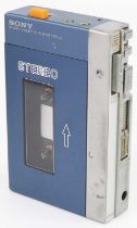 A Sony Walkman, TPS-L2 Stereo Cassette Player, in blue and chrome finish, housed in the original