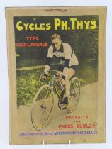A Hercules bicycle advertising poster, printed on card featuring an illustration of a lady in a