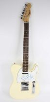 A Squier by Fender Affinity Series Tele electric guitar, in white finish, signed to the scratchplate