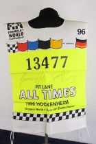 Formula 1 interest, a pit lane marshall's tabard from the 1996 German Grand Prix, numbered 13477 and