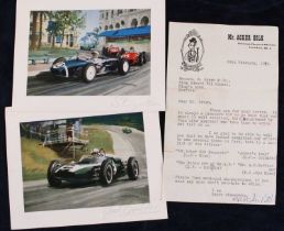 Formula 1 interest, a promotional card after the painting by Michael Turner, signed in pencil by