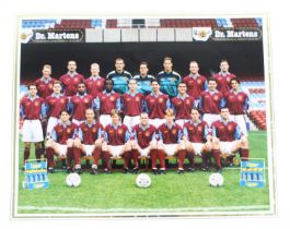 West Ham Football Club, a colour photograph of the squad from the late 1990's, mounted in a