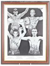 British World Champion Boxing Legends, a black and white print showing boxers Johnny Nelson, Duke