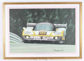 Smooth As Silk - The Jaguar XJR8, coloured print, 41 x 59cm, together with a Michael Turner motor