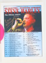 Steve Harley, an itinerary for the 2003 UK Electro-Acoustic tour, the unbound five page document