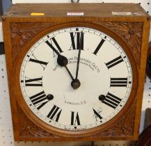 A National Time Recorder Company Limited oak cased wall clock, having signed white enamel dial, twin