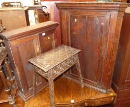 Occasional furniture to include; a 19th century oak single door hanging corner cupboard, a 19th