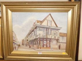 Walton Stanley Pierpoint (1876-1960) - The Buttermarket and Ancient House, Ipswich, watercolour,