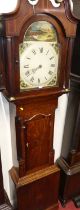 A circa 1820 North Country oak and mahogany crossbanded longcase clock, having unsigned 13"