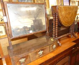 A 19th century mahogany swing dressing mirror on three-drawer box base, together with a further