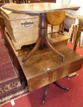 A Regency mahogany pedestal supper table, together with a further Regency mahogany round cornered