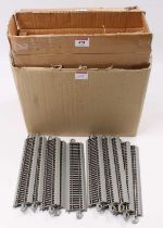 Two bulk pack boxes Bachmann HO scale item no.44581 9” straight track, snap fit, each box containing