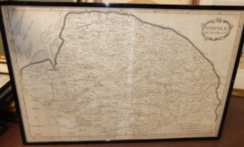 Robert Morden - engraved county map of Suffolk, 37x43cm, together with one other larger example of