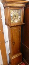 Harris of Wellington - a George III oak longcase clock, having an 11" square brass dial, signed to
