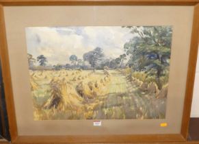 Elizabeth Dimmock (1888-1987) - Cornfield at Rougham, watercolour, signed and dated 1958 lower left,