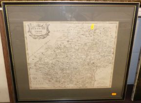 Robert Morden - engraved county map of Hertfordshire, 35 x 44cm; together with Emmanuel Bowen -