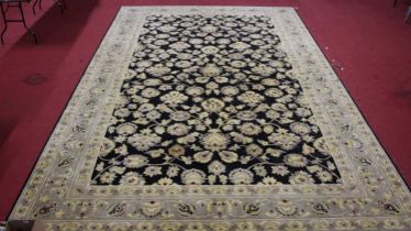 An extremely large machine woven Chinese Tai Ping semi-worsted wool carpet, the central black ground