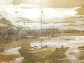 H Bond - Summer landscape, watercolour, signed lower right 24x17.5cm, Denis James - Brixham Harbour,
