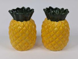 A pair of novelty vases modelled as pineapples, h.17cm