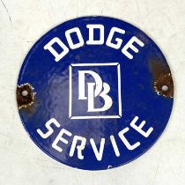 An enamel on metal advertising sign for Dodge Service, dia.15cm