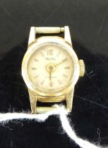 A lady's MuDu 18ct gold cased manual wind wristwatch, lacking bracelet, 4.8g, dia.16mm