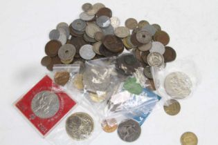 Mixed coinage to include crowns, Jersey 13th of a shilling etc