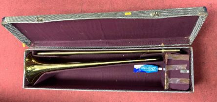 A Lincoln Selma brass trombone, cased