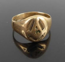 A gent's 10ct gold Masonic signet ring, 6.2g, size T/U