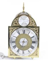 Robert Hynam of London - a mid-18th century brass lantern clock, with alarm, having an 8" arched