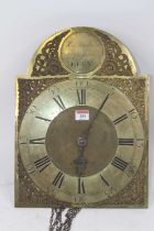 Mark Hawkins Jnr of Bury St Edmunds - a brass longcase clock dial and movement, the 12" arched brass