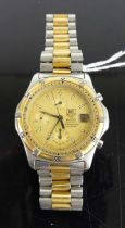 A gent's Tag Heuer steel and gilt metal cased 2000 quartz chronograph wristwatch, on integral