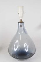 A 20th century smoky glass table lamp, of conical shape, h.25cm (excluding fittings)