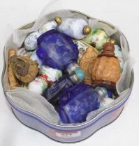 A collection of Chinese scent bottles, to include porcelain and Peking glass examples